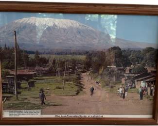 Vintage Framed Print of Mount Kilimanjaro (12.5” x 17.5”)