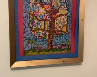 Vintage Tree of Life Needlepoint Wall Art
