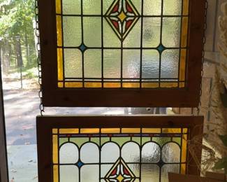 Antique Stained Glass Window Art Pieces 