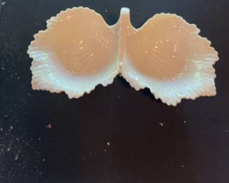 Vintage Lenox Iridescent Glass Divided Leaf Dish