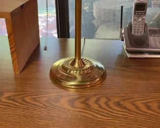 Vintage Banker's Desk Lamp - Green Shade with Brass Base