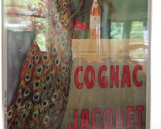 Vintage Cognac Jacquet Advertising Poster in Frame (24” x 36”)