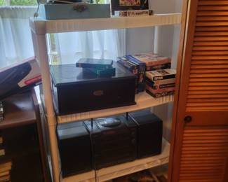 2 recod players and a boom box