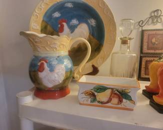 Lots of chicken collectibles