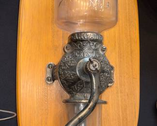Late 1800s, Crystal Arcade Wall Mount Coffee Grinder