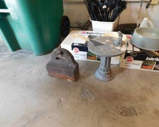CAST IRON WEIGHT AND SUN DIAL