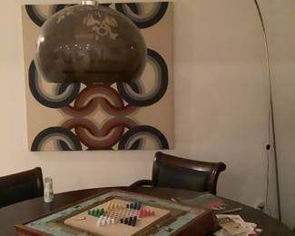 Game Table, Lamp, Art