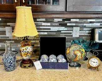  Vintage Lamp, Decorative Vases, Globe, and More