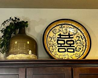  Asian Style Platter, Ceramic Vases, and Decorative Pieces