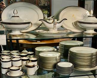 Vintage Porcelain Dinnerware Set "Starburst" Serving Pieces & Cups.