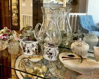 Vintage Glass and Cream and Sugar Sets, More