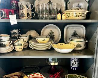  Large Spode Christmas Tree Dinnerware and Glassware Set