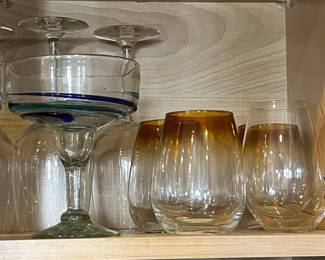 Vintage Glassware Lot - 1970s Crystal and Amber Tumblers