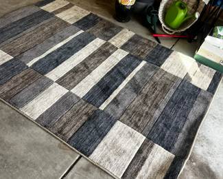 Modern Geometric Pattern Area Rug in Neutral Gray, Black, and Beige Tones
