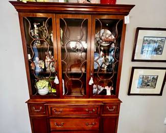 Antique China Cabinet Bubble Glass Breakfront