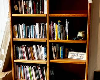 Large Solid Wood Bookcase with Multiple Shelves and Rich Brown Finish