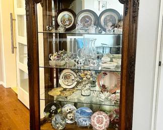 Antique Curio Cabinet - Ornate Carved Wooden Display Case