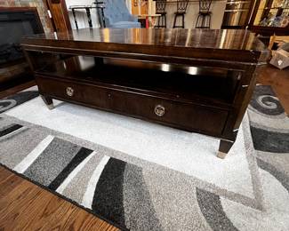 Vintage Coffee Table - Dark Wood with Storage Drawers