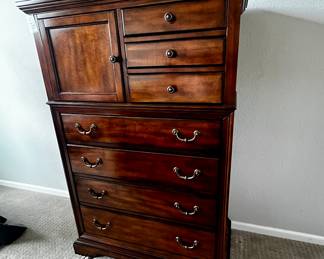 Crescent Fine Furniture Wood Chest of Drawers with Cabinet and Metal Handles