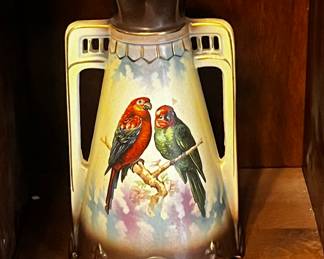 Antique Art Deco Parrot Ceramic Vase
