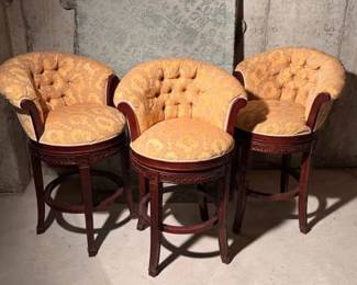 (3) Beautifully Cushioned Swivel Stools
