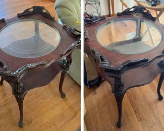 Pair of Mahogany & Glass Side Tables — Imperfect
