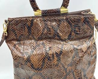 Bob Mackie Snakeskin Handbag with Round Handles
