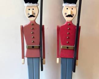 Pair of Painted Wooden Christmas Soldiers
