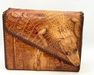 Vintage Genuine Alligator Purse with Full Head and Feet Detail
