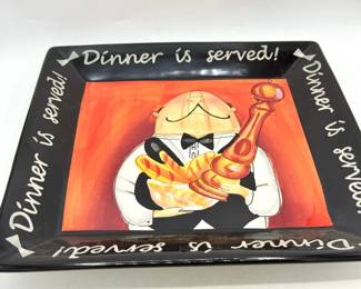 Certified International “Dinner is Served” Square Platter by Tracy Flickinger
