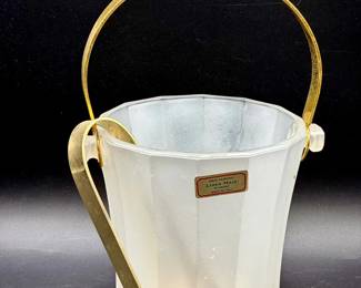 Arte Murano Glass Ice Bucket With Sticker & Tongs
