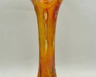 Imperial Beaded Bullseye Marigold Carnival Glass Swung Vase