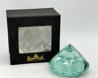 Rosenthal Crystal Faceted Diamond Paperweight with Original Box
