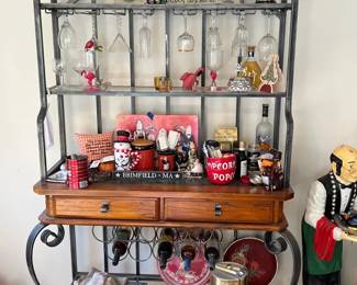 Substantial Metal & Wood Kitchen Baker’s Rack with Two Drawers
