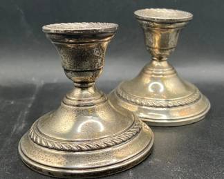 Pair of Sterling Silver Preisner Weighted 131 Candlesticks
