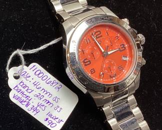  SWISS LEGEND EOGRAPH MENS WATCH, 46mm SS CASE, SS BAND, BATTERY,
