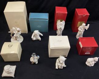  (8) LENOX FIGURINES, DISNEY SHOWCASE TIGGER, ANGLES, BEARS, CAT WITH BOXES