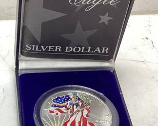 1999 SILVER AMERICAN EAGLE IN COLOR w CASE