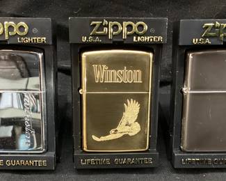 (3) ZIPPO WINSTON CIGARETTES MONOGRAM LIGHTERS