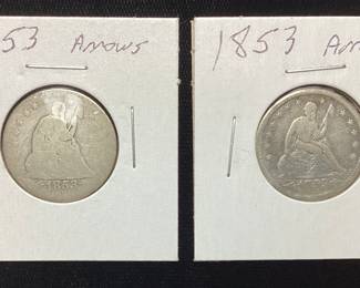(2) 1853 SEATED LIBERTY QUARTERS w ARROWS