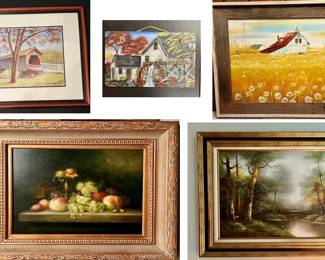 Oil paintings, slate paintings, prints