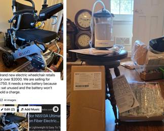 Brand New Electric wheelchair, Brand new BD PureWick Collection System for women with accessories