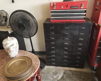 Husky toolbox and 27 drawer metal storage cabinet