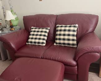 Leather oversized chair with ottoman 