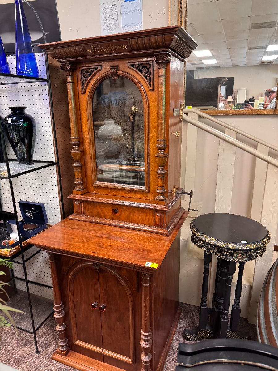 Coin Op Polyphon Disc Music Box on Stand
