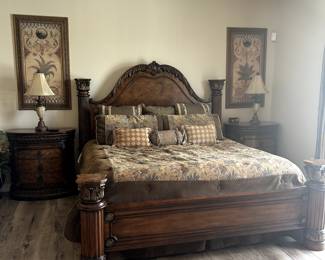 King Bedroom Set - Price will be marked as set and individually as pieces - includes Kind Bed (Westin mattress & box spring) Night stands / Pictures / Cabinet / Lamps and all bedding.