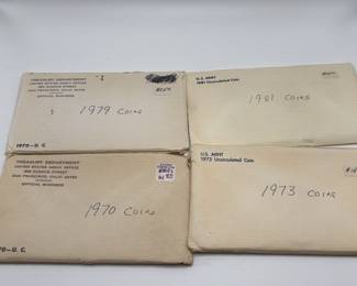 1970s 80s Uncirculated Coin Sets In Envelopes