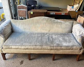 Vtg Sky Blue Velvet Couch
