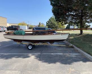 Vintage Wooden Sailboat (Daysailer) w/ Trailer