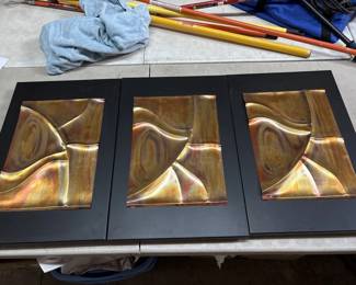 3D Abstract Copper Tone Wall Art Pieces